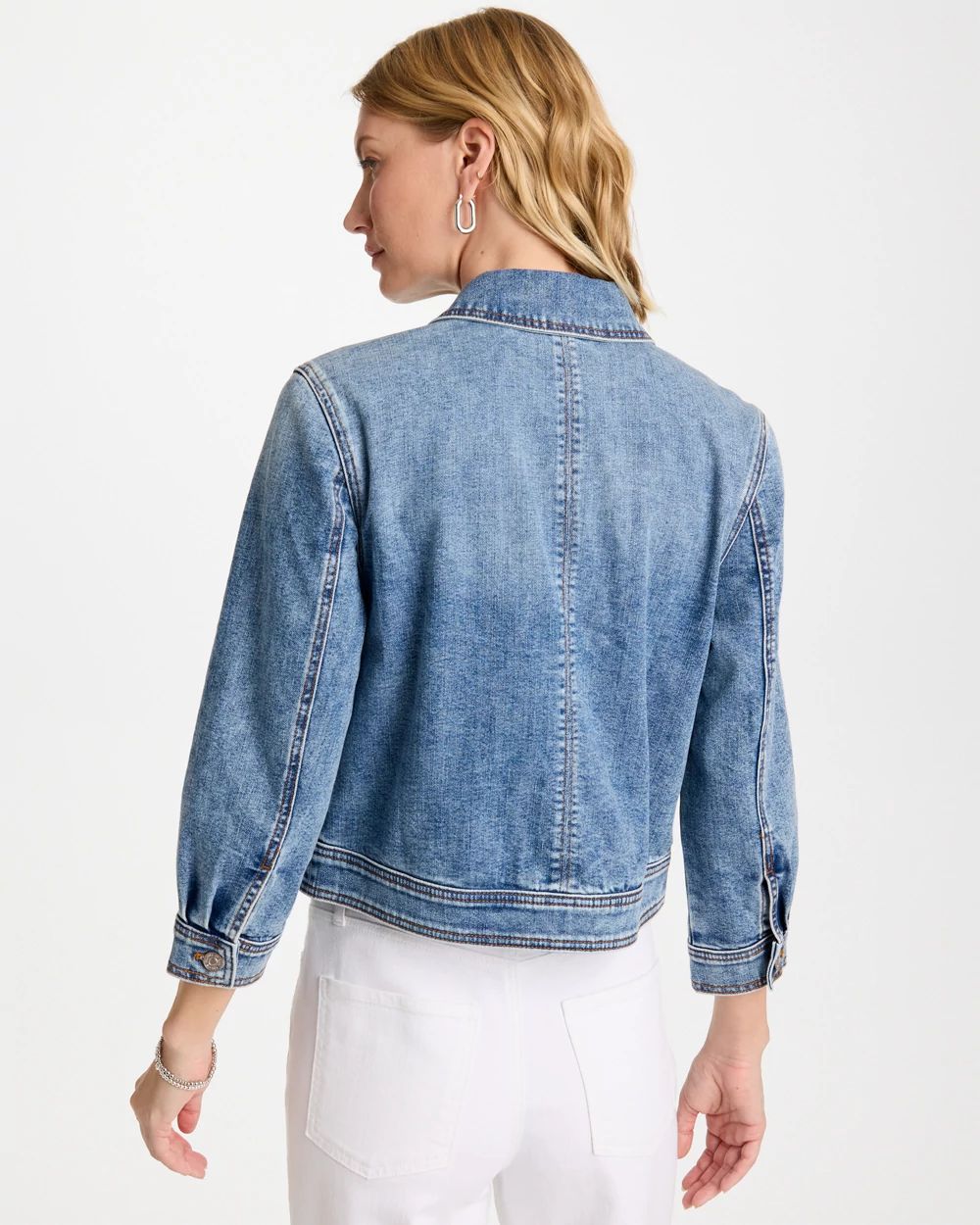 Cropped Denim Trucker Jacket click to view larger image.