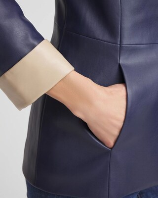 Buttery-Soft Faux Leather Peplum Jacket click to view larger image.
