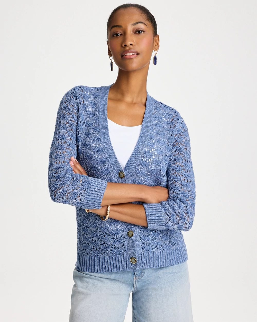 Crochet Knit Pointelle Cardigan
