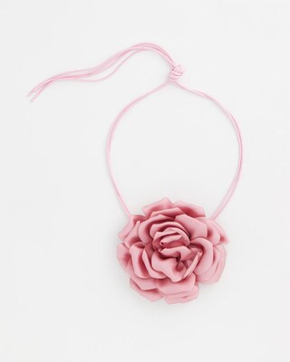 Pink Flower Tie Choker Necklace click to view larger image.
