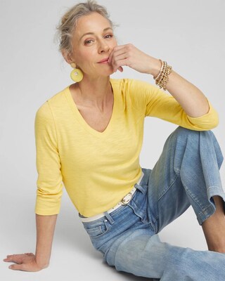 V-neck 3/4 Sleeve Tee