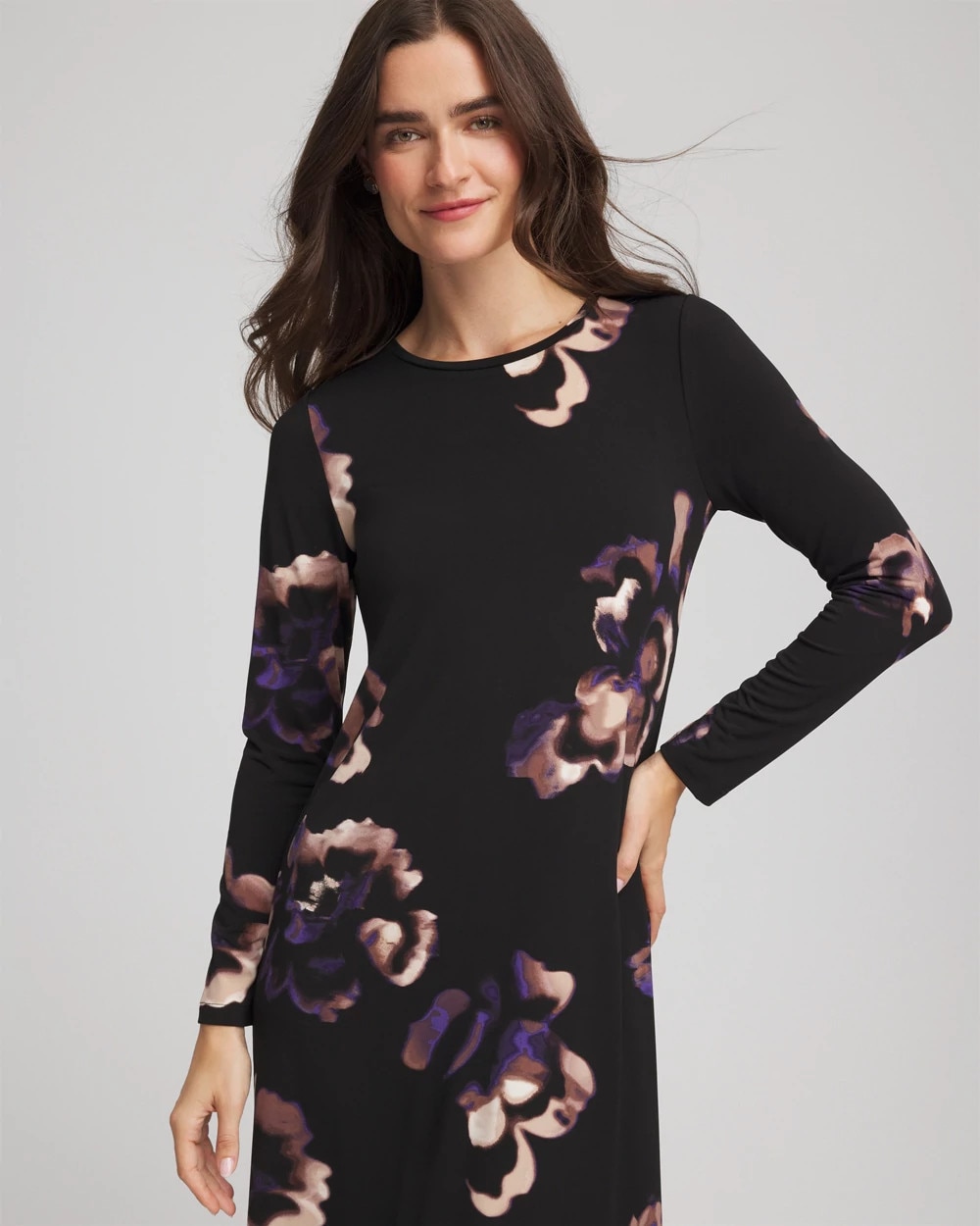 Floral Boatneck Column Maxi Dress