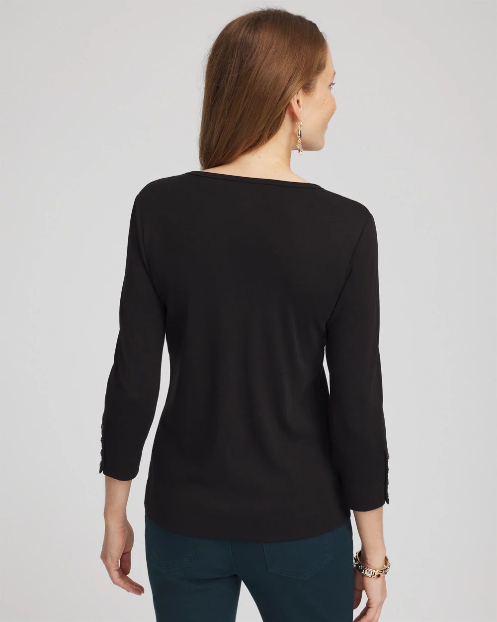 Pima Cotton Crewneck Button Tee