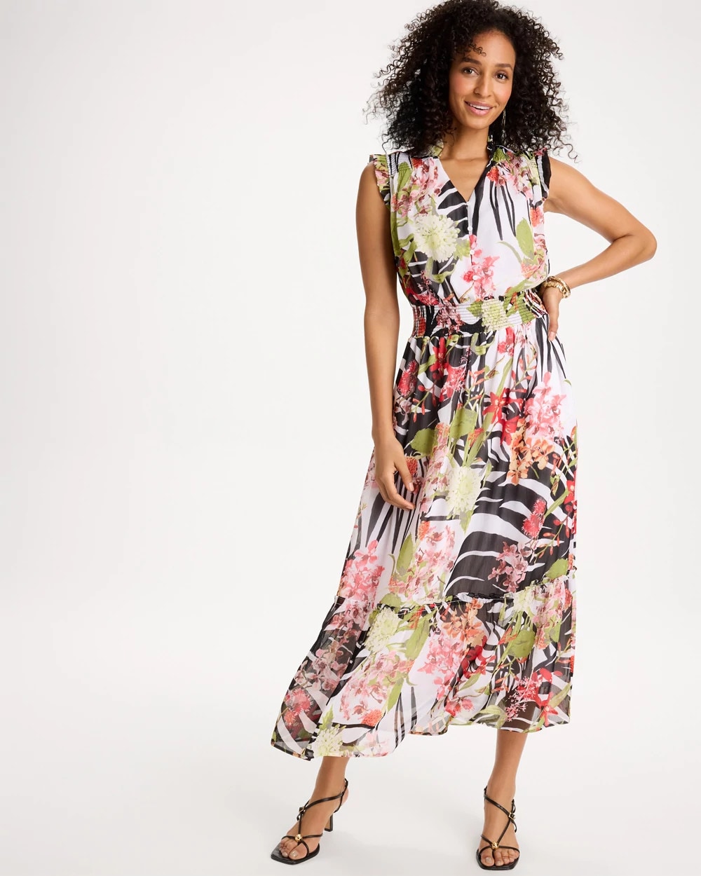 Crinkle Chiffon Animal Print Dress