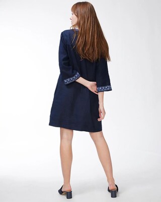 Embellished Beaded Linen Dress