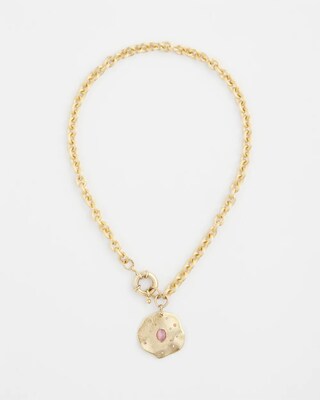 Gold and Pink Medallion Necklace