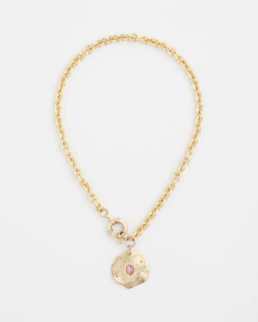 Gold and Pink Medallion Necklace