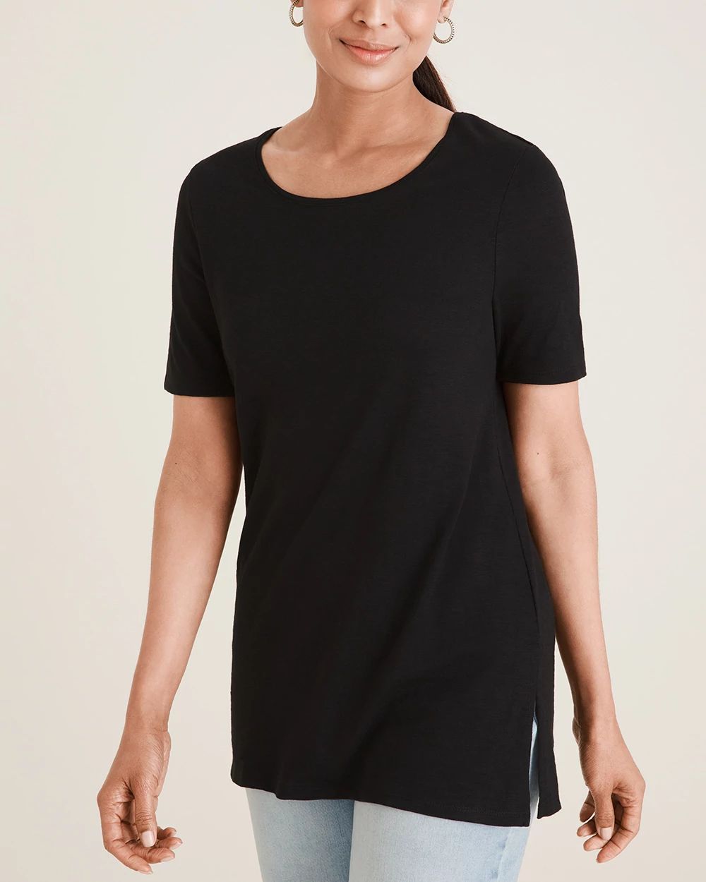 Button-Back Slub Tee