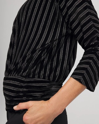 Velvet Burnout Stripe Banded-Bottom Top click to view larger image.