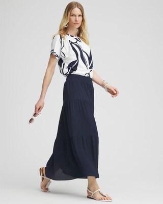 Smocked Waist Tiered Skirt click to view larger image.