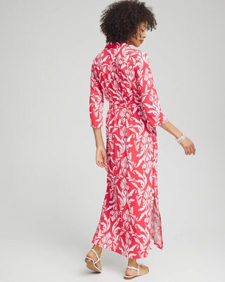 Silk Blend Roll Tab Shirt Dress