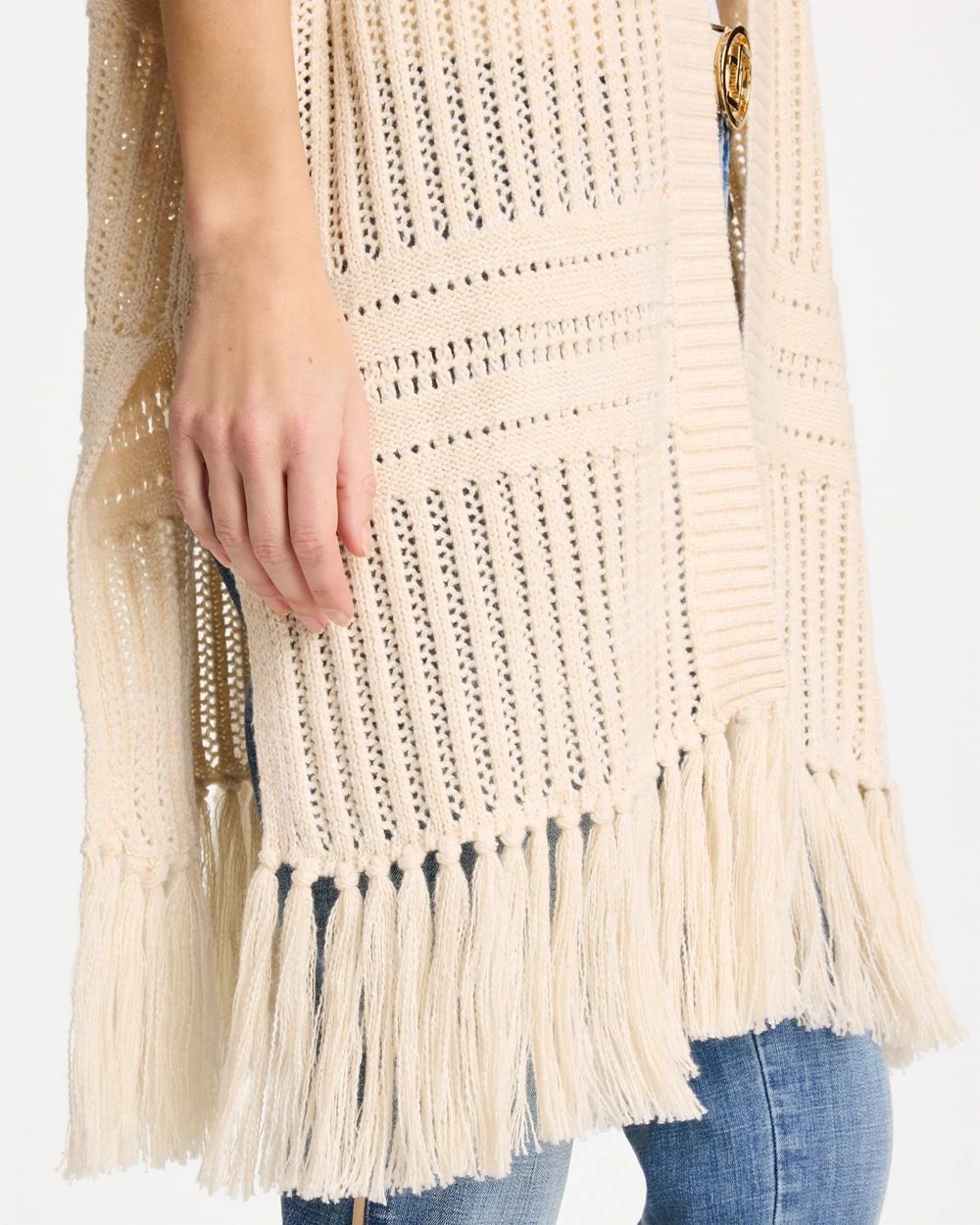Long Knit Fringe Ruana click to view larger image.