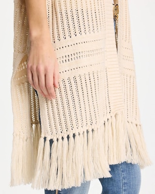 Long Knit Fringe Ruana click to view larger image.