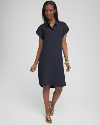 Gauze Roll Tab Sleeve Dress