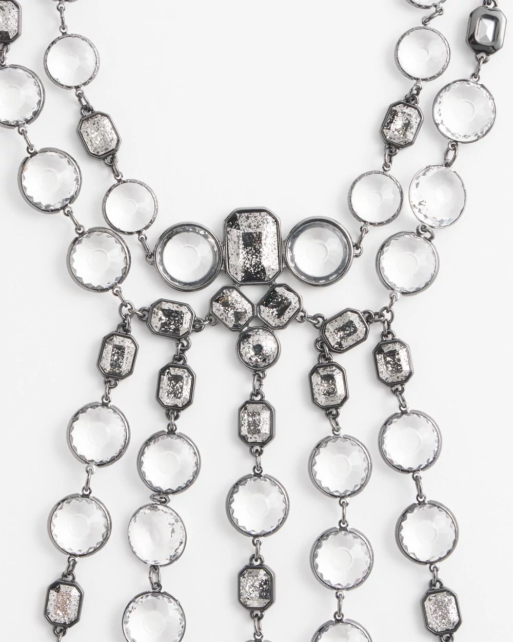 Cascading Silver Tone Statement Necklace