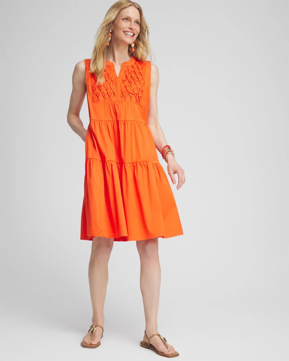 Poplin Smocked Midi Dress