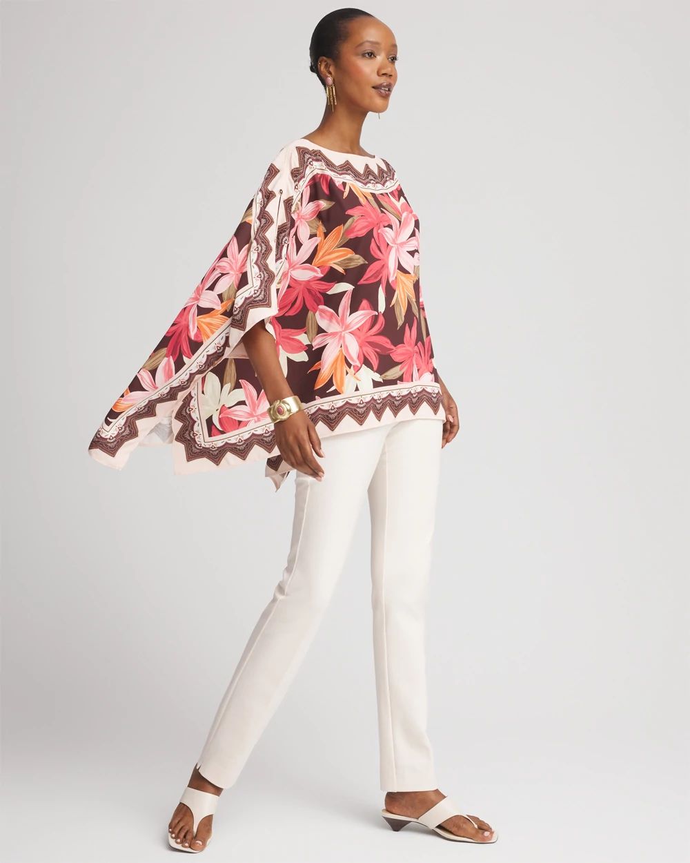 Georgette Wildflower Boatneck Poncho