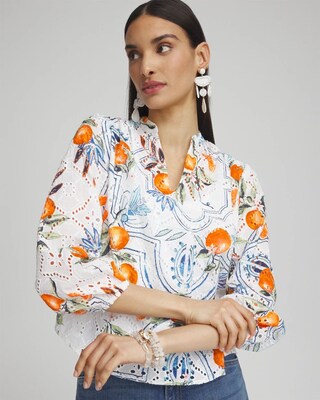 Tropical Eyelet Sleeve Shirt