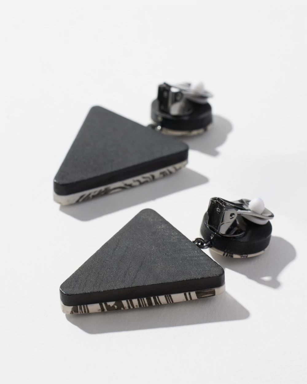 Marble Triangle Clip-on Earrings