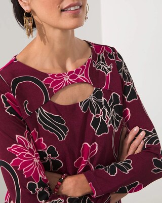 Travelers Print Keyhole Top