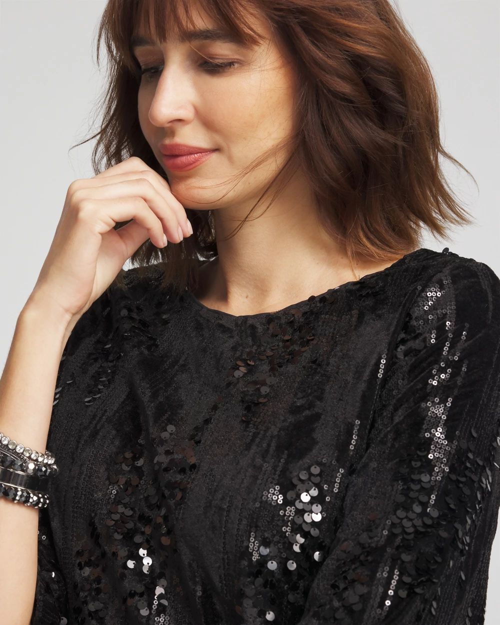 Sequin Bell-Sleeve Dress