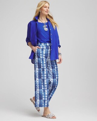 Tie-Dye Linen Cropped Pants click to view larger image.