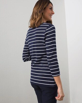 Pima Stripe V-Neck Tee