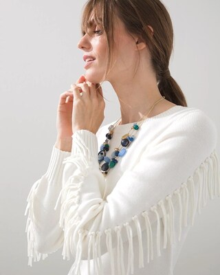Fringe Sleeve Pullover Sweater