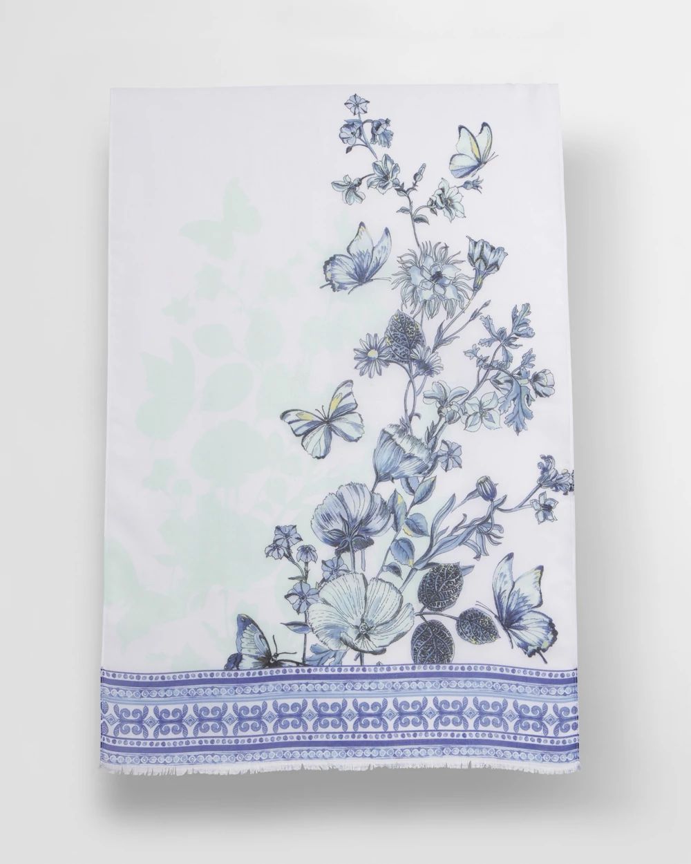 Recycled Woven Floral Oblong Scarf click to view larger image.