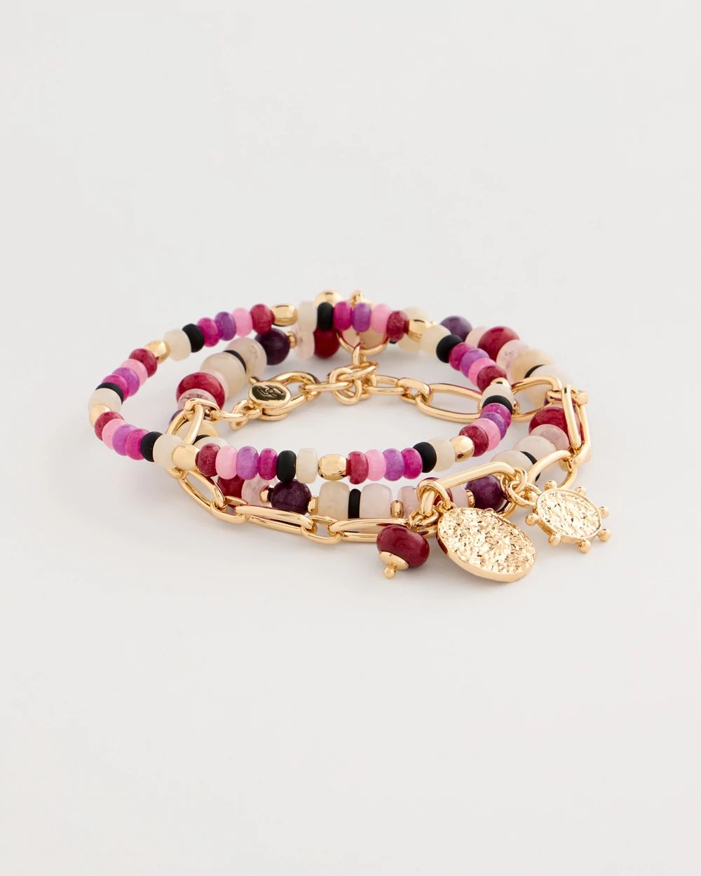 Stretch Set of Three Beaded Bracelets click to view larger image.