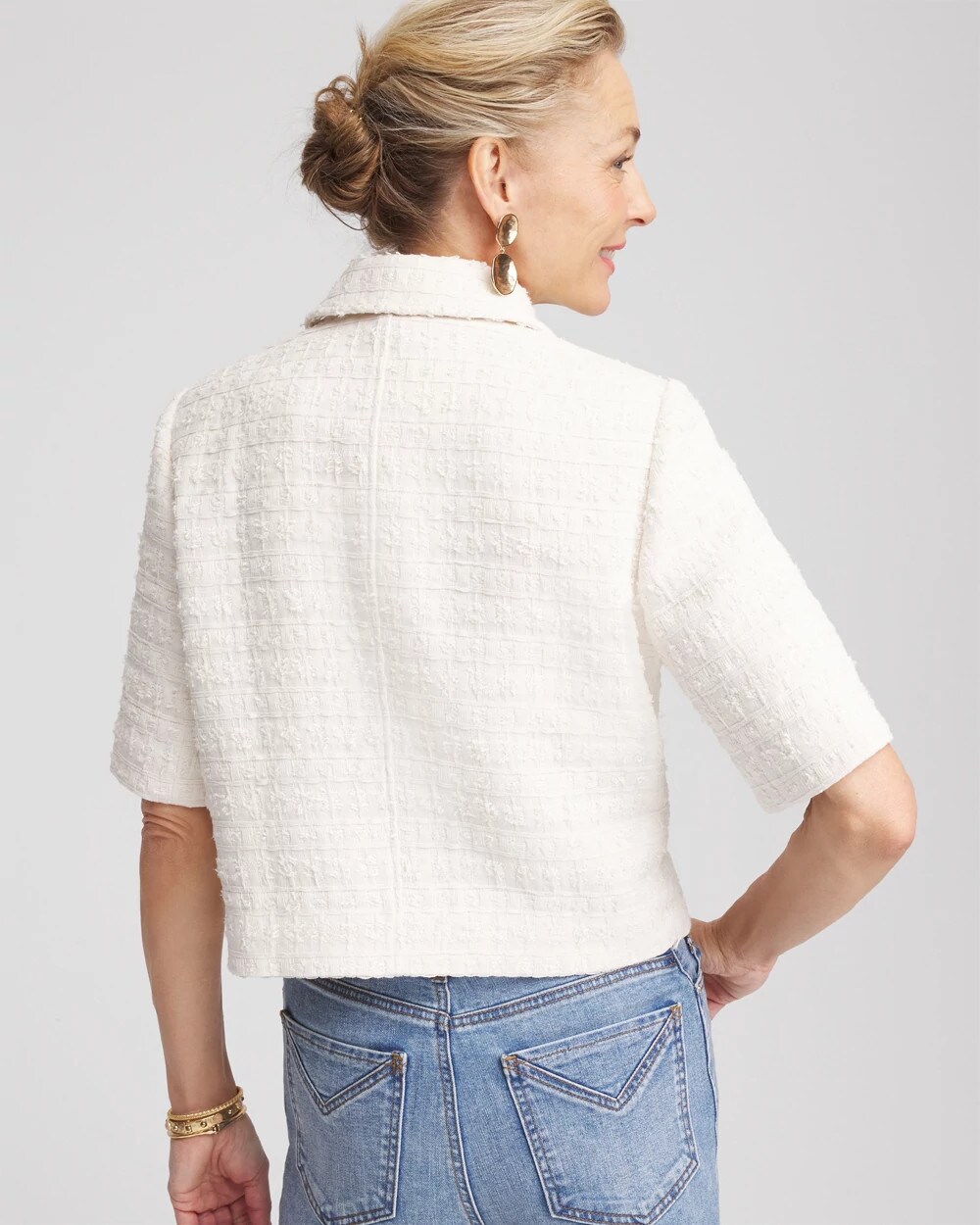 Short Sleeved Tweed Lady Jacket