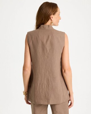 Long Linen Sleeveless Vest click to view larger image.
