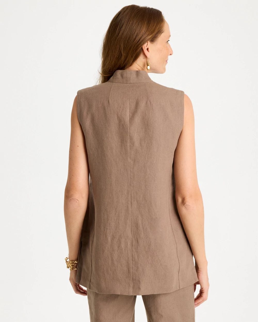 Long Linen Sleeveless Vest