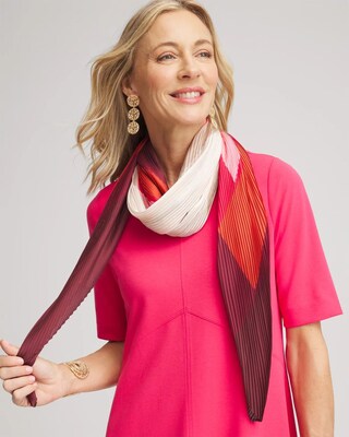 Pleated Colorblock Print Scarf click to view larger image.