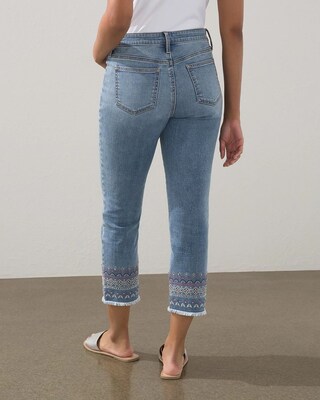 Girlfriend Embroidered Fray Hem Crops