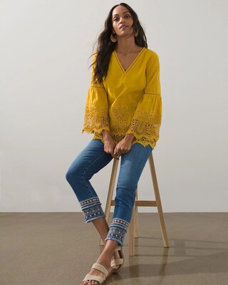 Embroidered Lace Cutout Top
