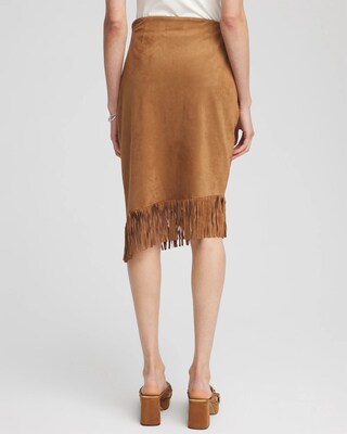 Suede Fringe Asymmetrical Skirt click to view larger image.