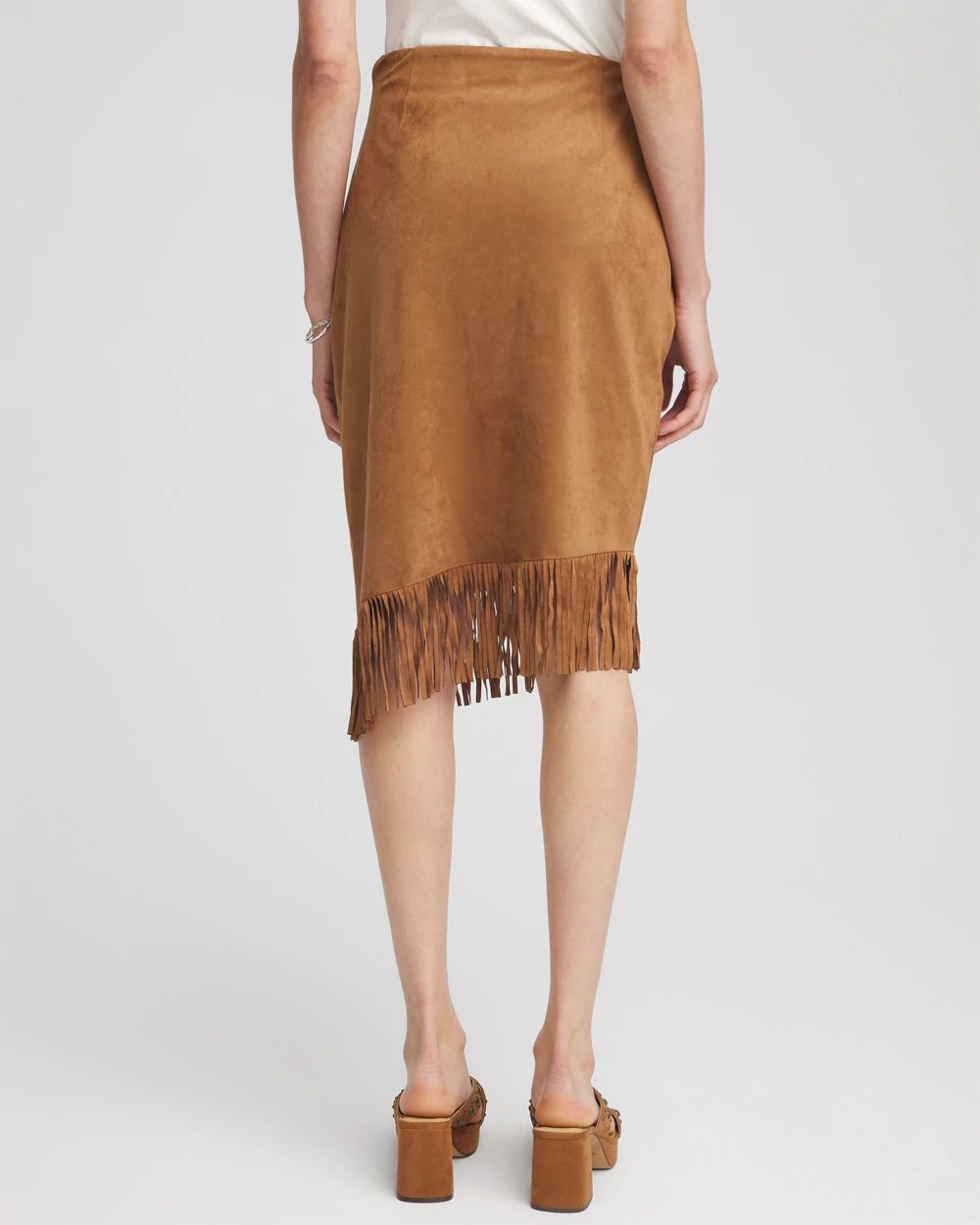Fringed Pull-On Asymmetrical Skirt