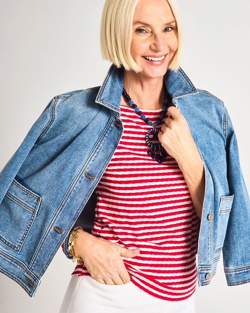 Denim Cropped Trucker Jacket