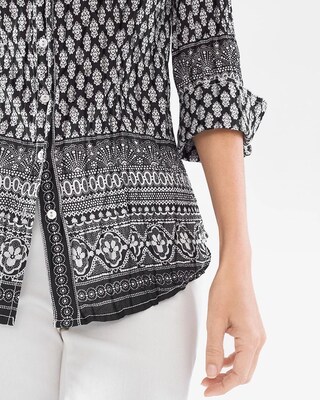 CINO for Chico’s Black and White Crinkle Shirt