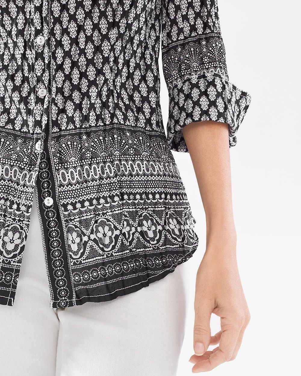 CINO for Chico’s Black and White Crinkle Shirt