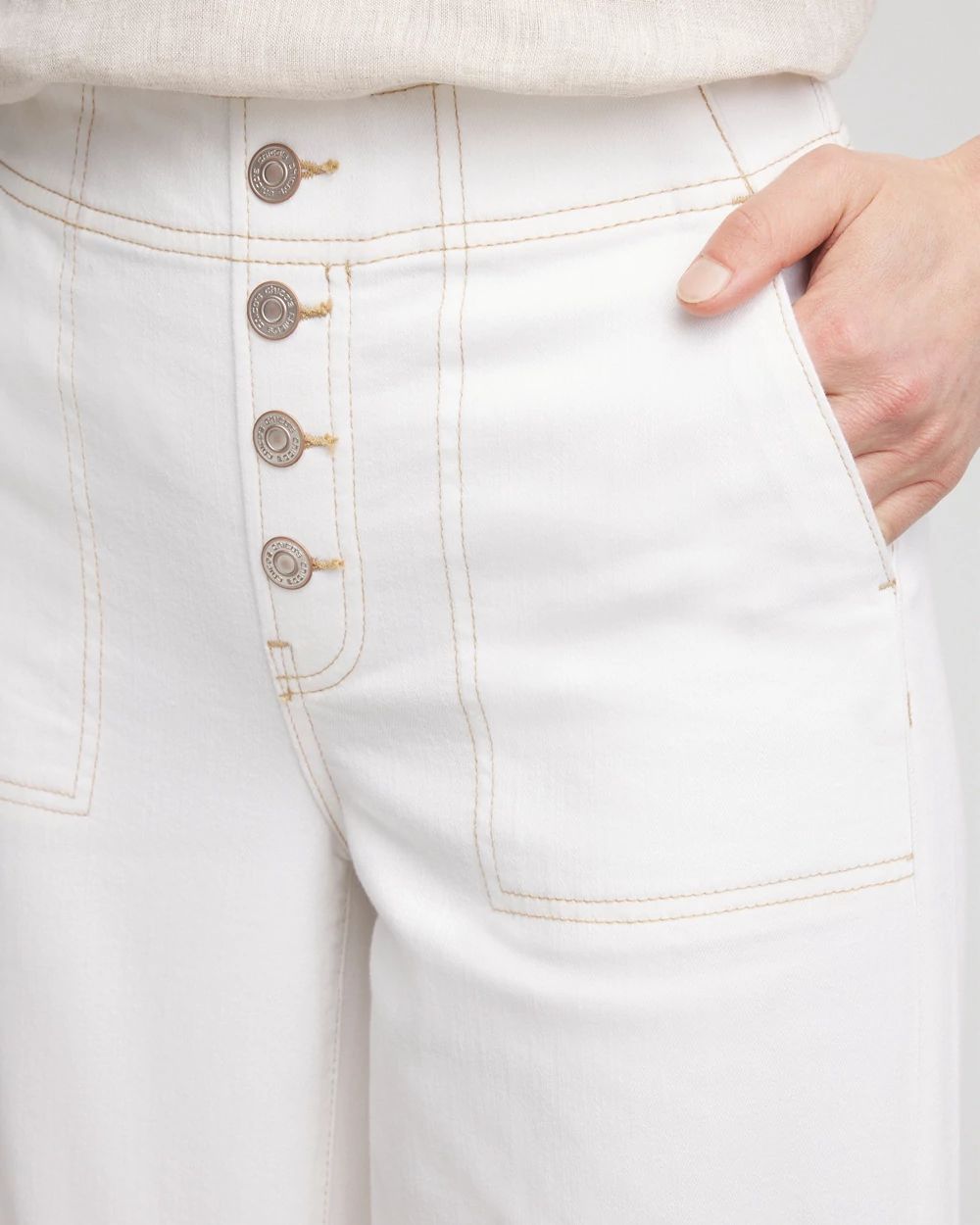 No Stain Pull-On Wide Leg Capri Jeans