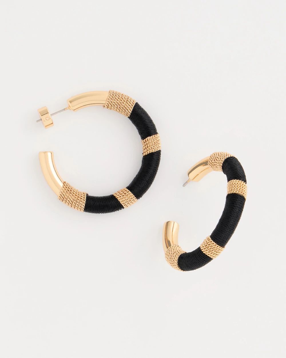 Black Gold Wrapped Hoop Earrings click to view larger image.