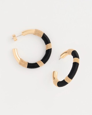 Black Gold Wrapped Hoop Earrings click to view larger image.