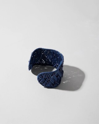 Navy Beaded Cuff Bracelet