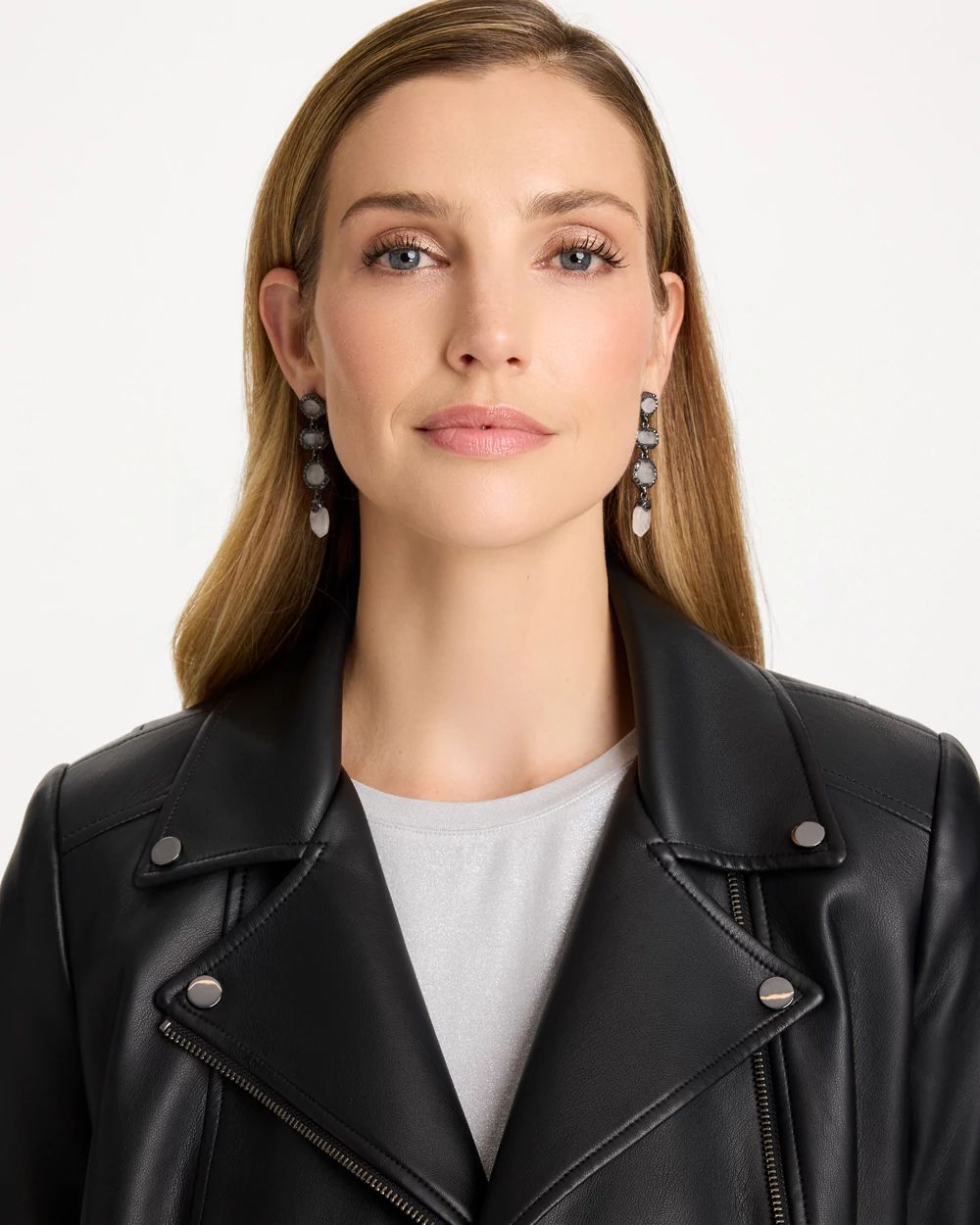 Quartz Stone Linear Drop Earrings click to view larger image.