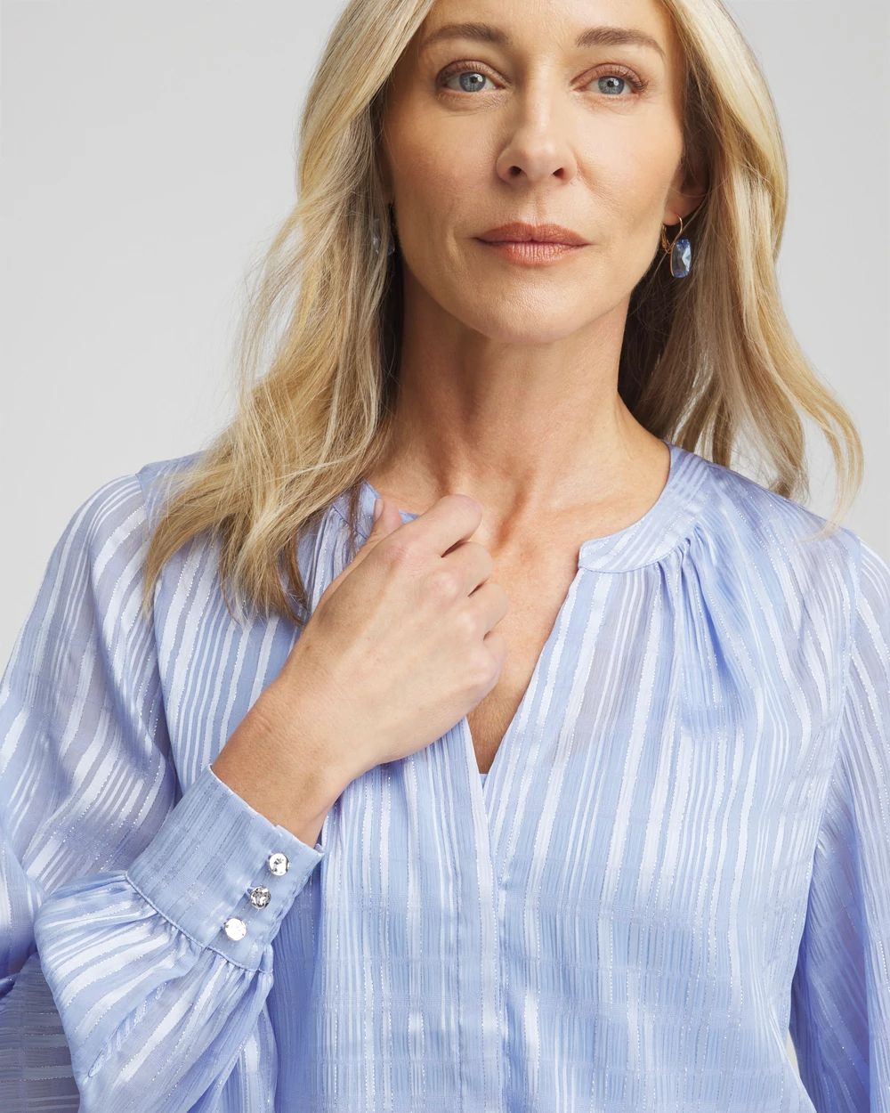 Split Neck Crinkle Blouse click to view larger image.