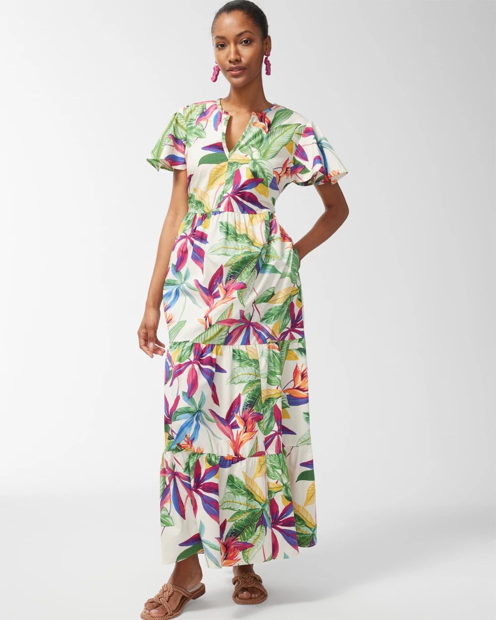Pima Floral Tiered Maxi Dress