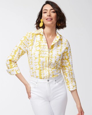 No Iron Stretch 3/4 Sleeve Floral Shirt