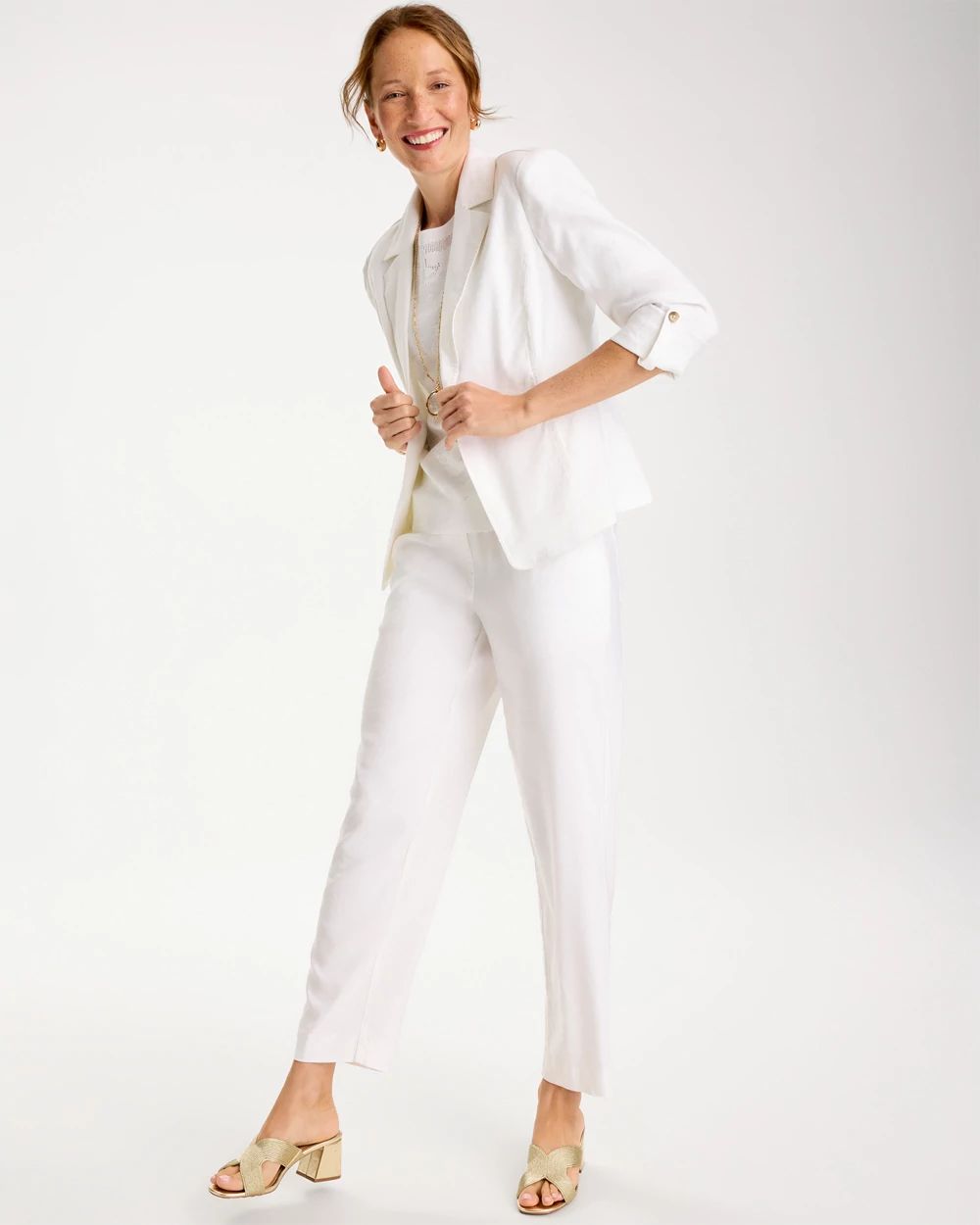 Linen Roll Sleeve Blazer click to view larger image.